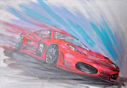 FECHNER Tom FECHNER Tom. Ferrari 430 Challenge. Huile sur toile signée. 80x100 c...