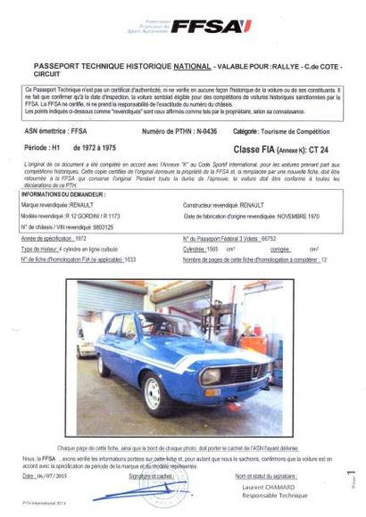 RENAULT 12 GORDINI 1972 En 1971 de la populaire R12, Renault va extrapoler la 12...