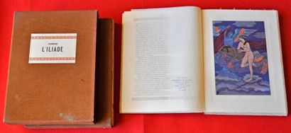 HOMERE L'Iliade. Illustré par BENITO. N° 635-Le Vasseur- 1939. 2 volumes brochés...