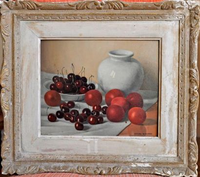 Jacques BLANCHARD (1912-1992) Nature morte aux fruits. Huiles sur isorel signées,...