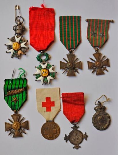 Lot de 8 médailles: 2 Légion d'Honneur 2°...