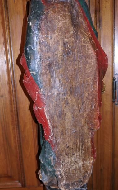  Grande statue sur bois polychromé d'origine - travail probablement espagnol - 17ème...