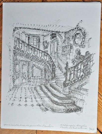 Pierre BOUDET. Lot de 6 lithographies: Le Petit Trianon. Epreuve signée et retouchée....