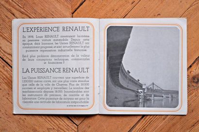 null Brochure Renault "Union de l'expérience et du progrès" années 1930