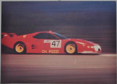 null Lot de deux panneaux Ferrari BB512 LM, 70x50cm