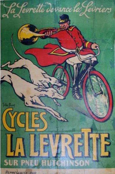 null J. PERVEZ. Cycles La Levrette. Affiche. Imprimerie Garciau, Nantes. 85x58cm