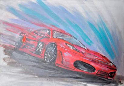 null FECHNER Tom. Ferrari 430 Challenge. Huile sur toile signée. 80x100 cm