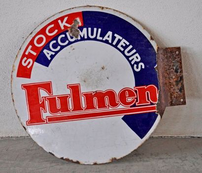 null Plaque publicitaire en émail Stock accumulateurs Fulmen double face (diam. 55cm)...