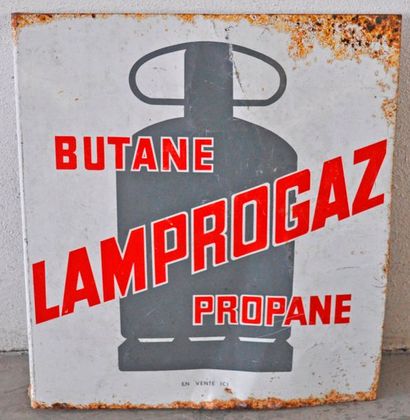 null Plaque publicitaire en émail Butane Lamprogaz Propane, double face (50x45,5...
