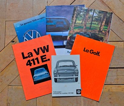 null VW. Lot de 6 brochures publicitaires (Golf, 1500, 411, Polo Bagatelle, Pass...