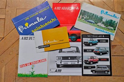 null Autobianchi. Lot de 7 brochures publicitaires: Autobianchi Primula, A111, A112...