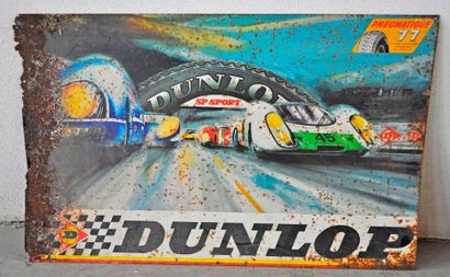 null Plaque publicitaire Dunlop Le Mans, pneumatique 77 ( 50,5x80cm)