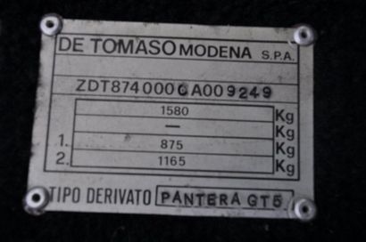 DE TOMASO PANTERA GT5 - 1982 Alejandro de TOMASO crée sa firme en 1959 à Modène,...