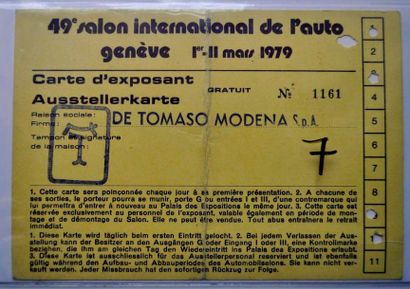 null Cartes exposant salon Genève 1979 + 3 médailles De Tomaso en bronze 04 sep ...