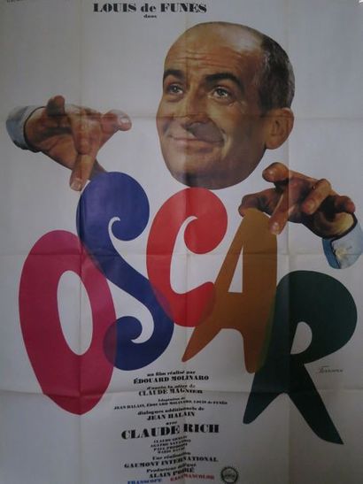 null "OSCAR" de Edouard Molinaro avec Louis de Funès. Affiche 1,20 x 1,60. Dessin...