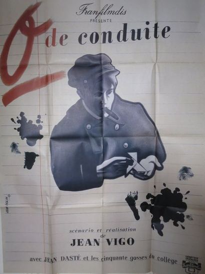 null "ZÉRO DE CONDUITE" de Jean Vigo avec Jean Dasté. Affiche 1,20x 1,60. Dessin...