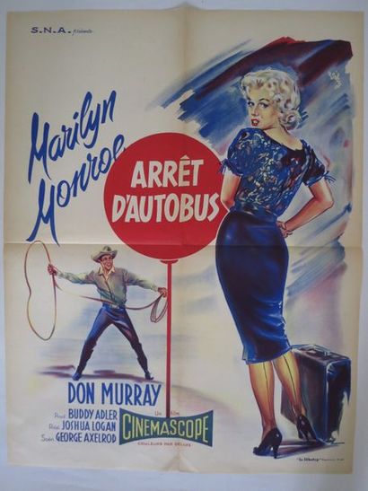 null "ARRÊT D’AUTOBUS" de Joshua Logan avec Marilyn Monroe. (Bus Stop) Affichette...