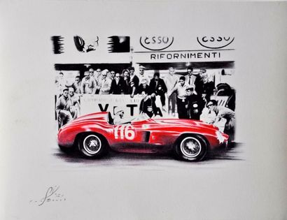  Yan DENES. Ferrari 857 Targa Florio, numérotée 15/15, contre signé (20x30cm)