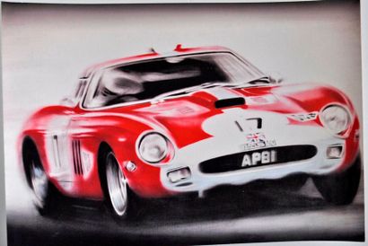  Yan DENES. Ferrari GTO 1964, signé et contre signé 1/15 (20x30cm)