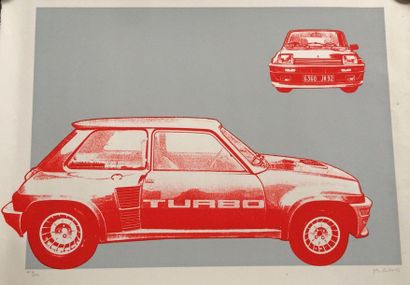  Sérigraphie Renault 5 Turbo sur papier vélin, réalisée à 500 exemplaires à la demande...