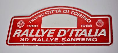 Plaque rallye d'Italie 1988, 30eme rallye...