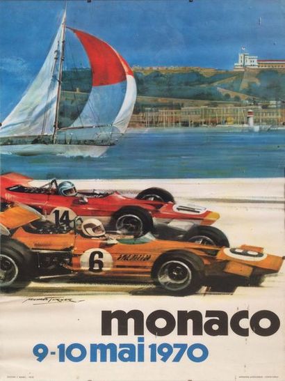 null Affiche originale du Grand Prix de Monaco 1970, sous verre (60x40cm)