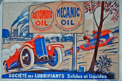 null Affiche originale pour les lubrifiants Automoto Oil, Imprimerie Moullot-Marseille...