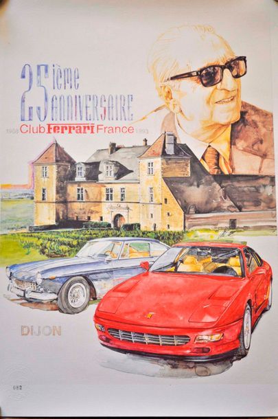 null Affiche du 25eme anniversaire du Club Ferrari France à Dijon (56x41cm)