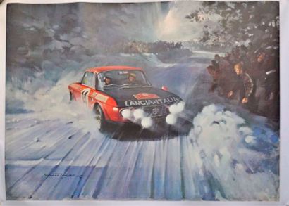 null Lancia Fulvia HF au Rallye Monte Carlo par Michael Turner (70x85cm)