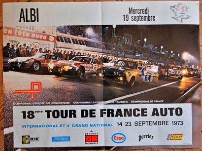 null Affiche du 18eme Tour de France Automobile 1973 à Albi (43x59 com) entoilée...