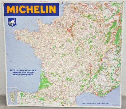 null Carte routière Michelin en tôle, édition 1966 (72x80cm environ)