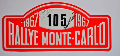 Johnny HALLYDAY Plaque de course N° 105 Rallye de Monte Carlo 1967 en métal, signée...