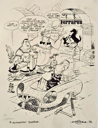 null Albert UDERZO. Ferrarus. Lithographie N° 3/20, signée et datée 1984, contre...