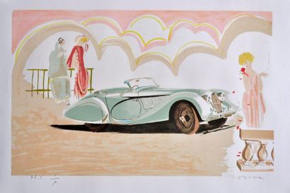 null LEBIER. Talbot Lago 150 SS, lithographie HC (55x75cm)