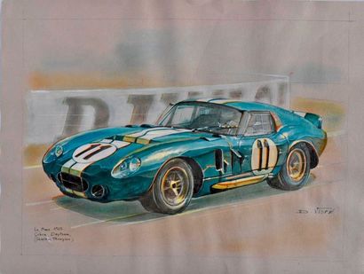 null VISPE. Cobra, Daytona à Le Mans 1965, aquarelle signée en bas à droite (31x...