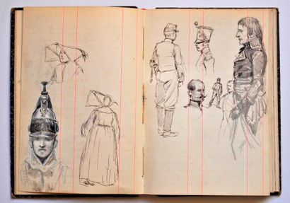 Edouard DETAILLE (1848-1912) Exceptionnel carnet de dessins et aquarelles (198 dont...