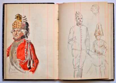 Edouard DETAILLE (1848-1912) Exceptionnel carnet de dessins et aquarelles (198 dont...