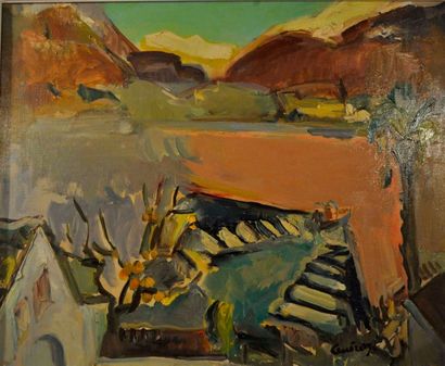 Paul DE GUIROYE Le Lac Maggine. Huile sur toile, signée en bas à droite, 81x65cm