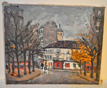 GULBENKIAN. Montmartre. Huile sur toile. 45 x 37 cm