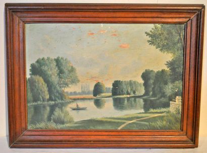 null H. BRAGARD. Paysage. 2 Huiles sur panneau. 45 x 31 cm. Signées en bas à gau...