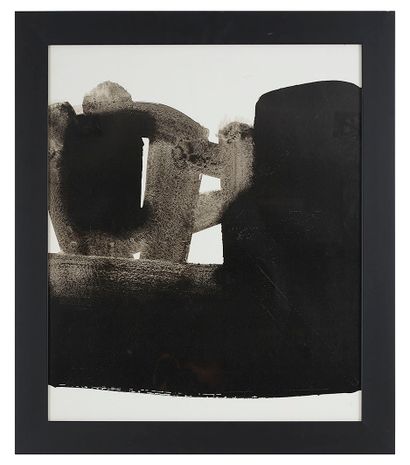  Pierre SOULAGES (1919) Composition noire Reproduction 66 x 55 cm Gazette Drouot