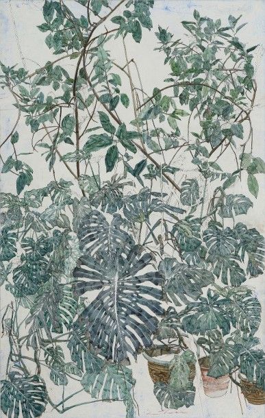  Sam SZAFRAN (1934) Les Philodendrons Aquarelle sur papier. Signée 74 x 47 cm Gazette Drouot