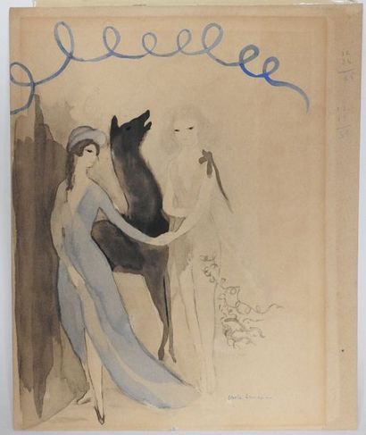 null d'après Laurencin Marie (1883-1956) : « Leda et le cygne »1923. 15 x 15 cm ...