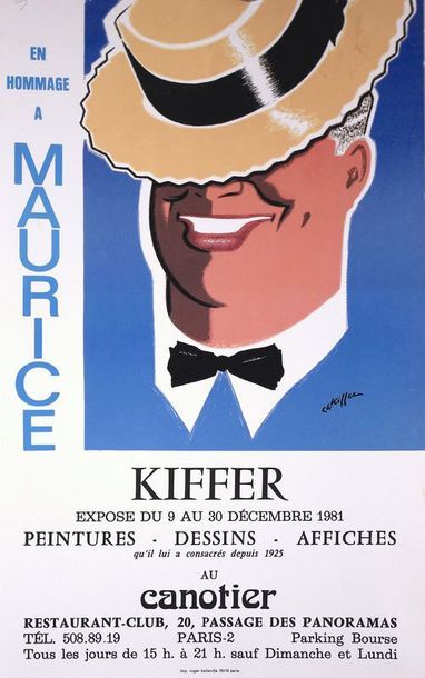 null Affiches « Maurice Chevalier » d’exposition CH. Kiffer au restaurant « Le Canotier...