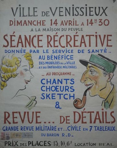 null Ville de Vénissieux. Dimanche 14 avril (1940). Séance récréative » 69x54 cm;...