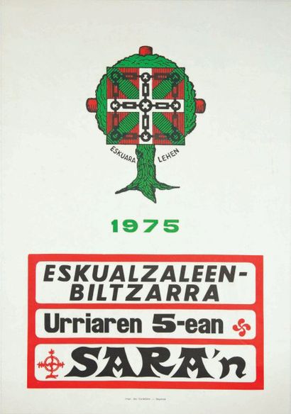 null Affiche entoilée « Eskulzaleen » 1975 56 x 39 cm.