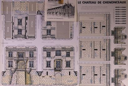 null Affichette de la marque limpidol : 1. plan du château de Chenonceau. 2 Gare...