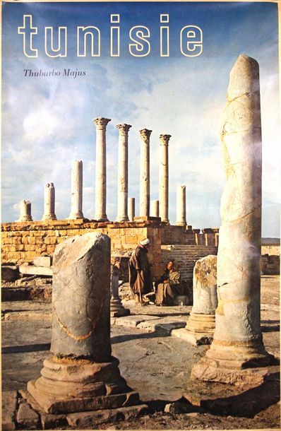 null Trois affiches sur la Tunisie : 1. Ruines romaines .2. Maison tunisienne. 3....