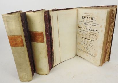 null Joannis Damasceni Opera.Migne, 1860. 3 volumes petit in quarto demi-vélin. ...