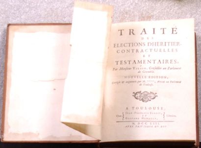 null 
Livres de droit : « Traité d’héritiers » 1753 + « Code Justinien » 1620 + «...